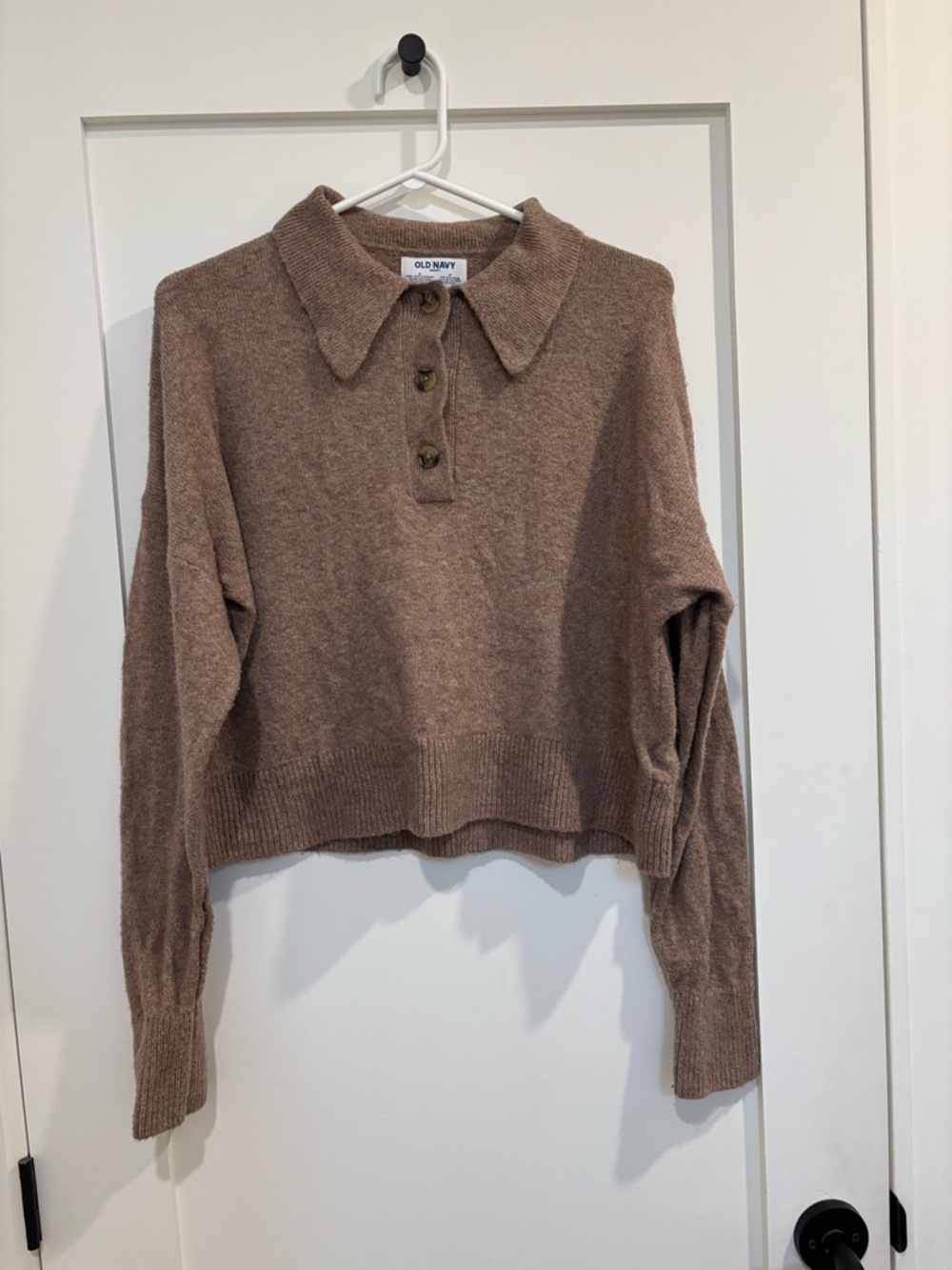 Old Navy Button-Front Polo Sweater and Pant Set in Warm Taupe